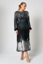 Lena Black Sequin Midi Dress